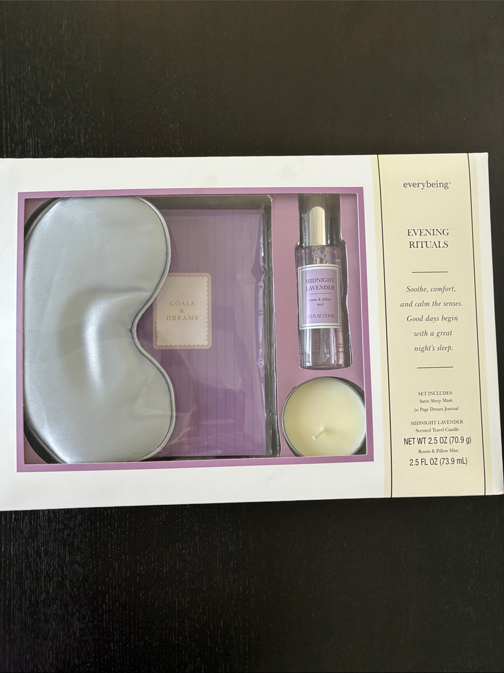Everybeing Evening Rituals Gift Set for Sleep- Mask- Spray- Candle